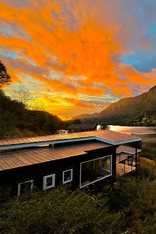 Sunset at the Eko Patagonia Cabins